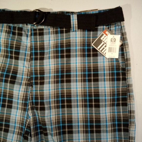 SOUTHPOLE Shorts  Men's 46  Blue/Black Plaid  Belt Included  Long  Baggy  NWT - Picture 2 of 11